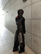 ダークグレーダストウォッシュ加工パンツ