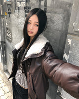 バニングシェルパカラーレザーマスタングジャケット