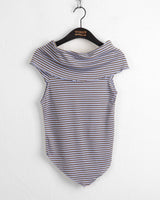 Seby Stripe Diagonal Off-Shoulder T-Shirt