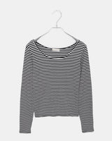 イボンヌストライプスリムフィット長袖Tシャツ