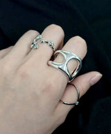Armageddon Geometry Unique Silver Bold Ring