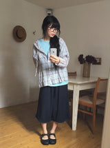 Bijoupe Loose-Fit Summer Check Hood Shirt
