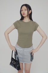 C 90S LINE BASIC T-SHIRT_KHAKI