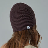 VA Curved Logo Waffle Beanie / Dark Brown