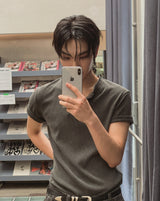 ウィート ピグメント リブ マッスル ヘンリーネック 半袖Tシャツ