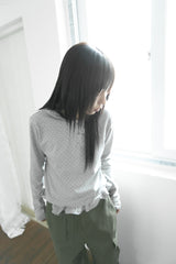 dot frill round collar top(2colors)