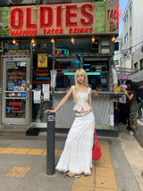 maxi white long skirt
