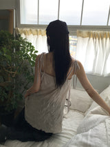 [Muffler set] Lucing Wrinkle Ribbon Strap Sleeveless Dress
