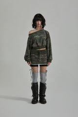 CAMO ONE SHOULDER T-SHIRT