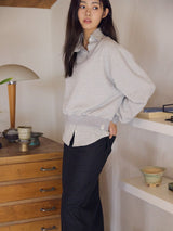 U-neck crop sweatshirt / Melange