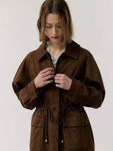 SUEDE POCKET JACKET BROWN