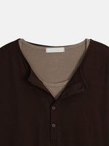 Moro Dual Layered Henley Neck Long Sleeve 4C