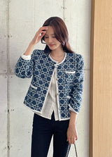 Mondel Cannage Color Matching Tweed Jacket