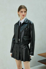 MOLLY LEATHER CROP JACKET / BLACK