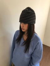 モヘアストライプビーニー (4color)