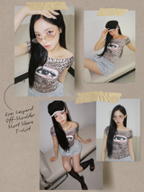 アイズ レオパード オフショルダー 半袖 Tシャツ