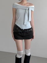 Studded Cotton Low Skirt Pants