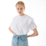 カッティングラインフリルTシャツ WHITE
