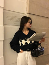 [BELLIDE MADE] ルーズフィットアーガイルVネックニットウェア