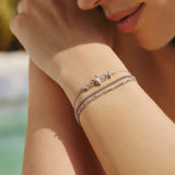 silver philia curve chain rhodium plating + 925 silver bracelet B063-02H