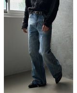 [Unisex] Fade cutting long flare denim pants