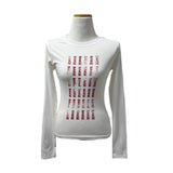 バッジレタリングスリムフィットロングスリーブTシャツ (3 Colors)