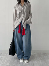 202 Back Pocket Balloon Fit Wide Denim Pants
