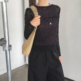 Shue Lace See-Through Layered U-Neck Long-Sleeved T-Shirt