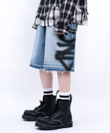 BBD サイドスプレードカスタムデニムショーツ (Blue)