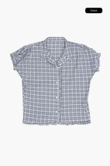 Coco check frill blouse
