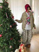 フローラルフリースカーゴパンツ