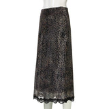 chiffon banding leopard long skirt