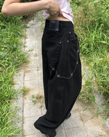 トッピングフラワースタッドワイドロングパンツ