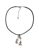 Adinkra Symbol Peace Making Black Strap Necklace (size: 2type)