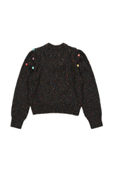 ポンポンミックスニット - チャコールブラック