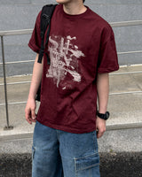 Las Faded Printing Oversized Short Sleeve