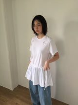 アイレットフリルクルーネックTシャツ (3color)