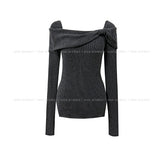 Chiro Ribbon Off-Shoulder Knit