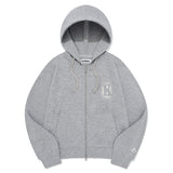 WORDING APPLIQUE HOODIE ZIP UP [MELANGE GRAY]