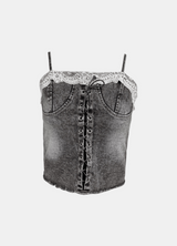 Vicky Denim Eyelet Top