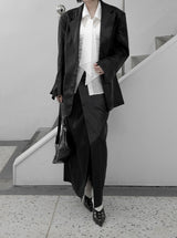 Revon Crack Leather Long Skirt