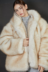 TWO TONE FUR JACKET -IVORY