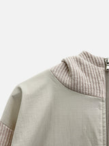 Slit CP color block hooded zip-up 3C