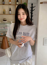 オーシャンプリンティングルーズショートスリーブtシャツ