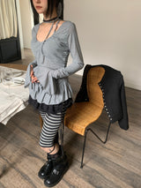 needs frill shirring blouse t