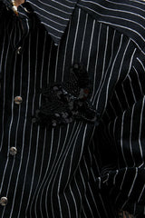 Striped Sequin Embroidered Linen Shirt
