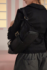 Button frill jacket - black  