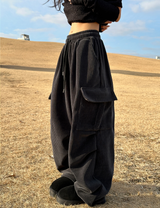 (LUXURIOUS VELVET💎/NOT CHEAP)ツープレートベルベットストリングカーゴゴムパンツ