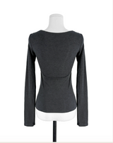 apple deep shirring ribbon glam top