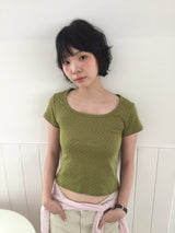 アンジードットスクエアネックTシャツ (2color)
